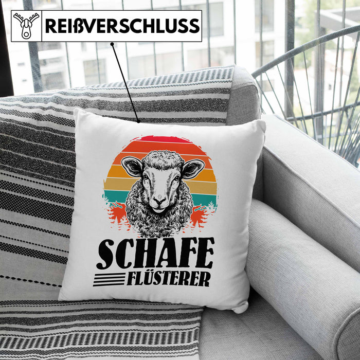 Schaf Kissen mit Füllung 40x40 Geschenk für Schaf-Hirte Schaf Flüsterer Geschenkdiee (Grau) Grün Trendation