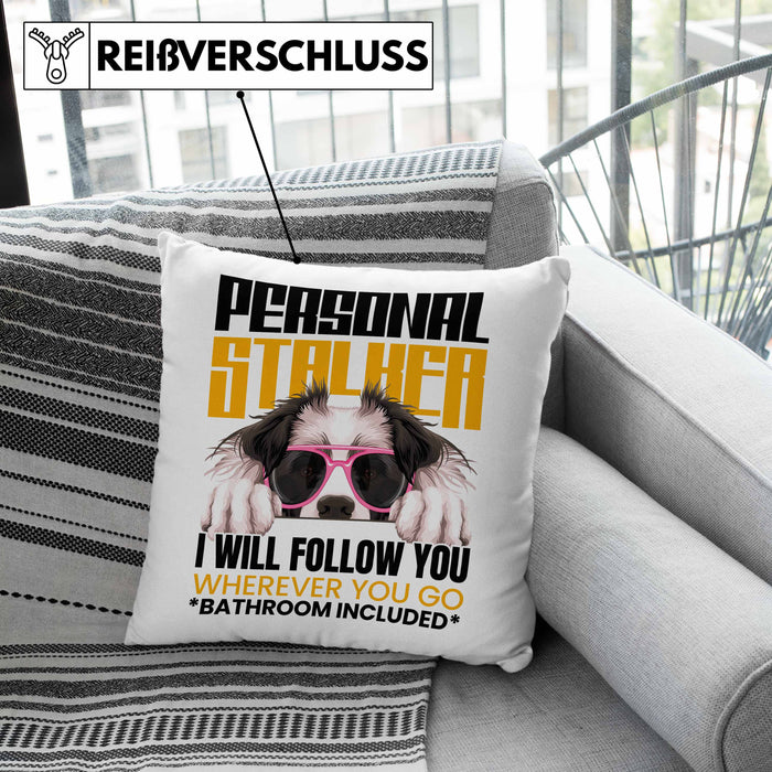 Border Collies Besitzerin Kissen mit Füllung 40x40 Geschenk Lustiger Spruch Geschenkidee Personal Stalker (Grau) Grün Trendation