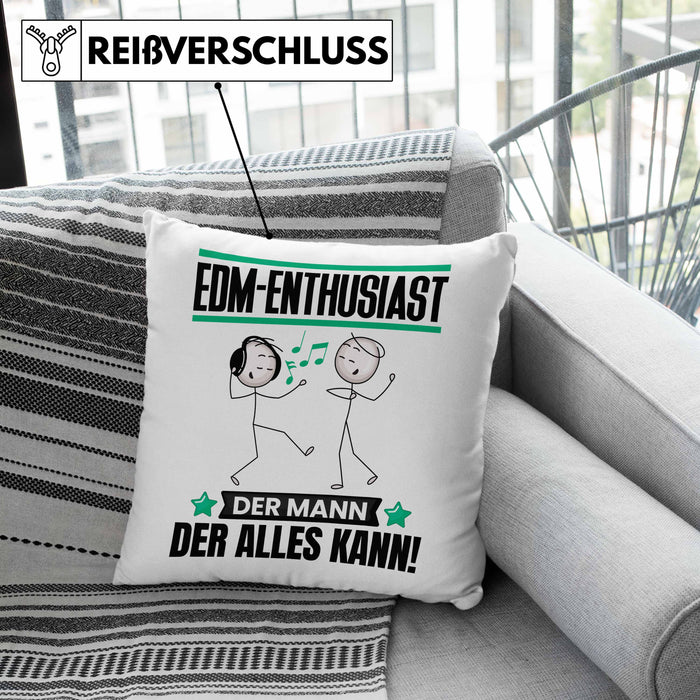 EDM-Enthusiast Kissen mit Füllung 40x40 Geschenk für EDM-Enthusiast Der Mann Der Alles Kann Geschenkidee zum Geburtstag (Grau) Grau Trendation