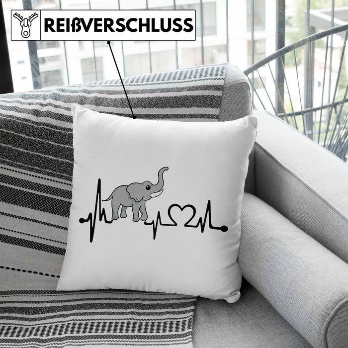 Elefant Kissen mit Füllung 40x40 Geschenk Für Elefanten-Liebhaber Geschenkidee Herzschlag (Grau) Blau Trendation