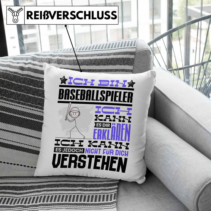 Baseballspieler Geschenk Kaffee-Kissen mit Füllung 40x40 Geschenkidee für Baseballspieler Ich Bin Baseballspieler Ich Kann Es Dir Erklären Jedoch Nicht Für Dich Verstehen Spruch Lustig (Grau) Grün Trendation