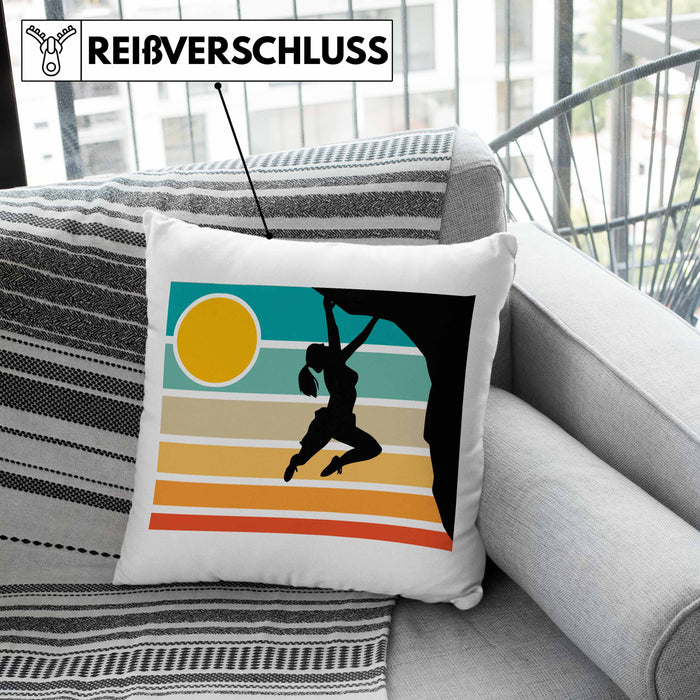 Vintage Kletter-Kissen mit Füllung 40x40 als Geschenk für Bouldersport-Fans (Grau) Grün Trendation