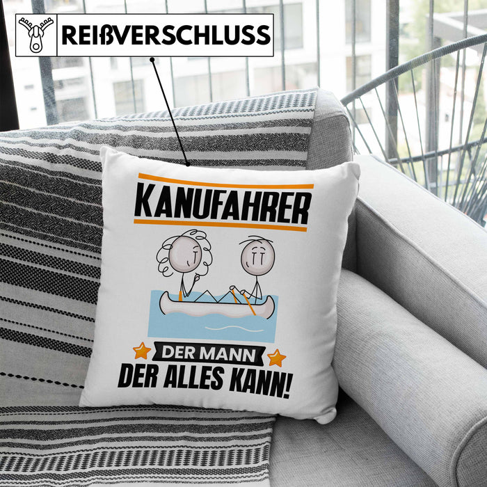 Kanufahrer Kissen mit Füllung 40x40 Geschenk für Kanufahrer Der Mann Der Alles Kann Geschenkidee zum Geburtstag (Grau) Blau Trendation