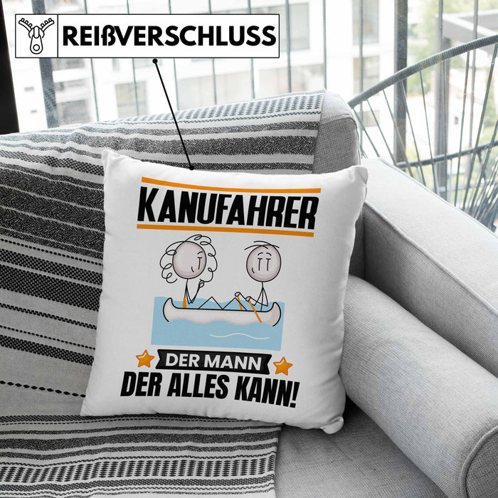 Kanufahrer Kissen mit Füllung 40x40 Geschenk für Kanufahrer Der Mann Der Alles Kann Geschenkidee zum Geburtstag (Grau) Grau Trendation