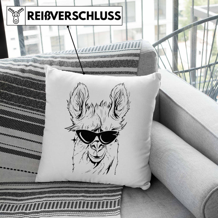 Llama Alpaka Kissen mit Füllung 40x40 Geschenk Lama Geschenkidee für Lama-Fans (Grau) Grün Trendation