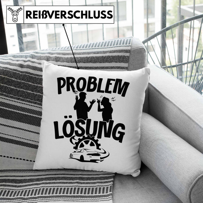 Auto Liebhaber Kissen mit Füllung 40x40 Geschenk für Driften Männer Geschenkidee Problem und Lösung Drifter (Grau) Blau Trendation