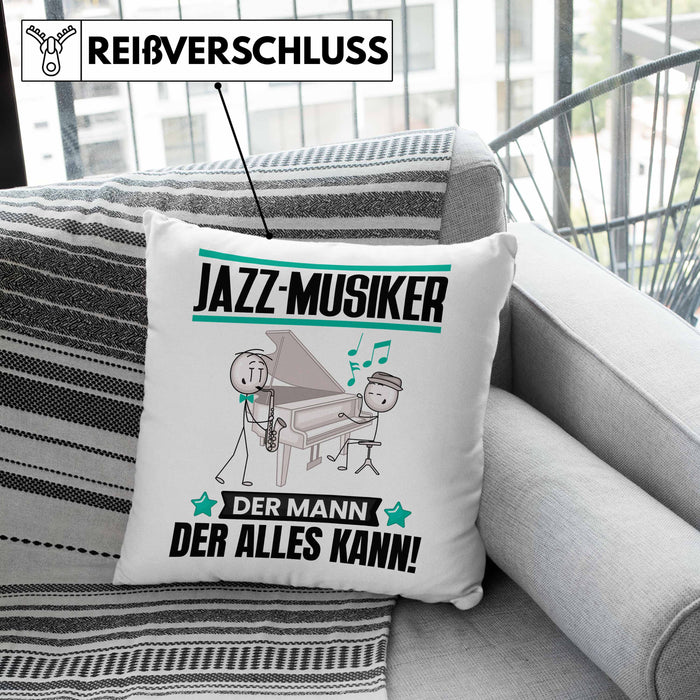 Jazz-Musiker Kissen mit Füllung 40x40 Geschenk für Jazz-Musiker Der Mann Der Alles Kann Geschenkidee zum Geburtstag (Grau) Grau Trendation