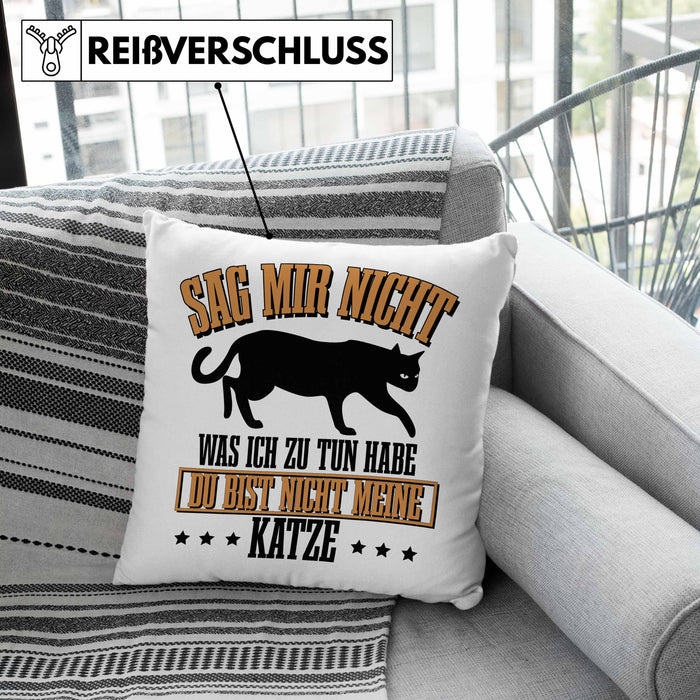 Lustige Kissen mit Füllung 40x40 für Katzenbesitzer Geschenk für Katzen-Mamas (Grau) Grün Trendation