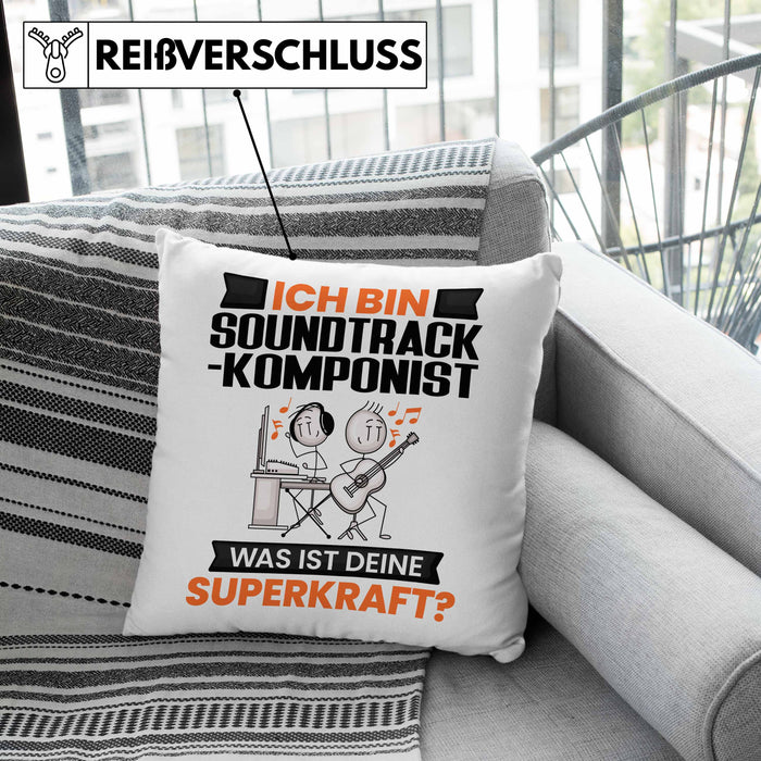 Soundtrack-Komponist Kissen mit Füllung 40x40 Geschenk für Soundtrack-Komponist Geburtstag Lustiger Spruch Was Ist Deine Superkraft (Grau) Rosa Trendation