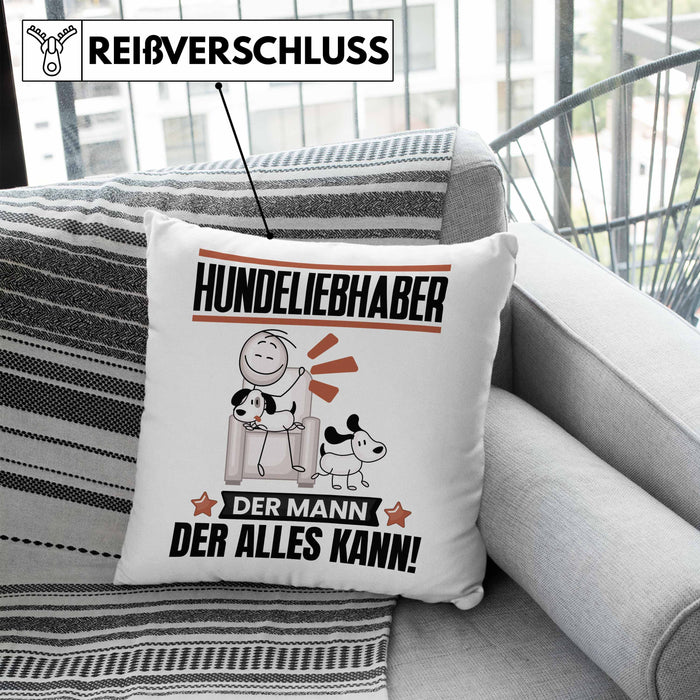 Hundeliebhaber Kissen mit Füllung 40x40 Geschenk für Hundeliebhaber Der Mann Der Alles Kann Geschenkidee zum Geburtstag (Grau) Blau Trendation