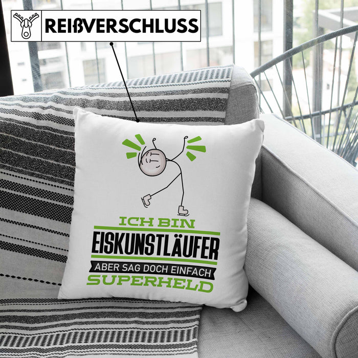 Eiskunstläufer Geschenk Kissen mit Füllung 40x40 Ich Bin Eiskunstläufer Aber Sag Doch Einfach Superheld Lustige Geschenkdiee für Eiskunstläufer (Grau) Grau Trendation