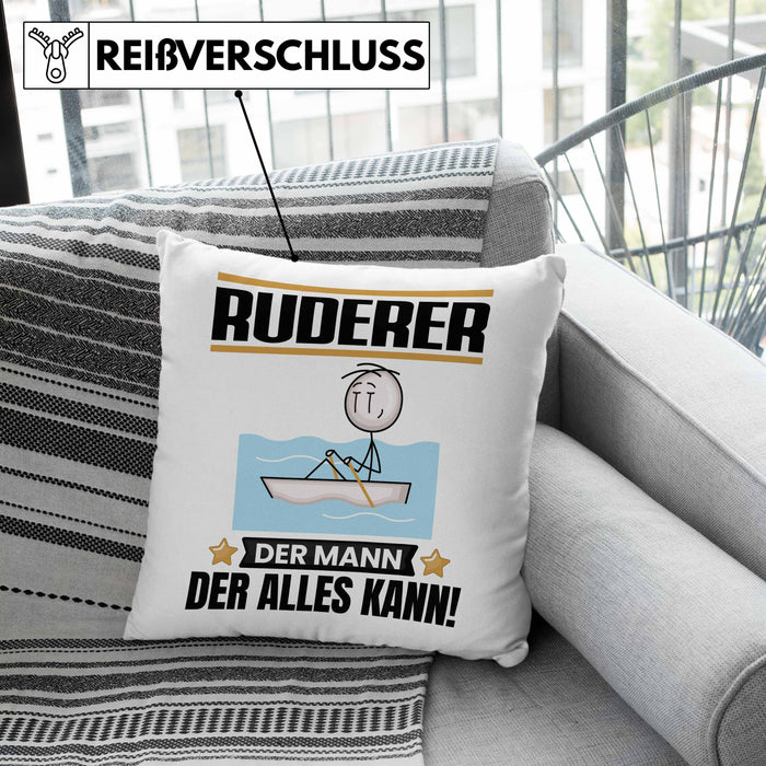 Ruderer Kissen mit Füllung 40x40 Geschenk für Ruderer Der Mann Der Alles Kann Geschenkidee zum Geburtstag (Grau) Grau Trendation