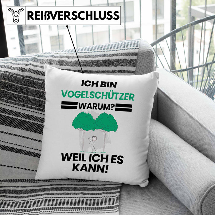Vogelschützer Geschenk Kissen mit Füllung 40x40 Lustiger Spruch Ich Bin Vogelschützer Warum Weil Ich Es Kann Geschenkidee Bester Vogelschützer Geburtstag (Grau) Blau Trendation