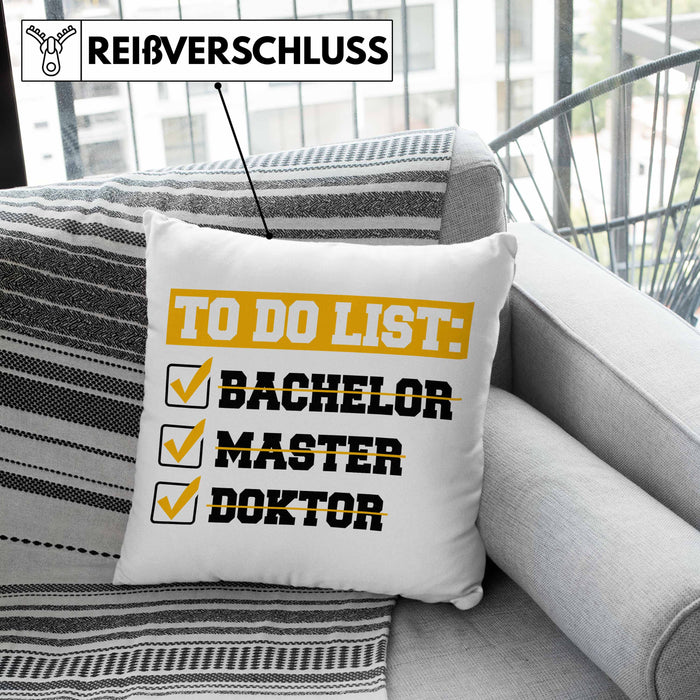 Doktortitel Bestanden Kissen mit Füllung 40x40 Geschenk To Do List (Grau) Grau Trendation
