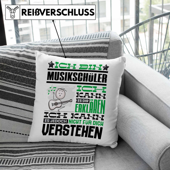 Musikschüler Geschenk Kissen mit Füllung 40x40 Geschenkidee für Musikschüler Geburtstag Lustig Ich Bin Musikschüler Ich Kann Es Dir Erklären Aber Nicht Für Dich Verstehen (Grau) Blau Trendation