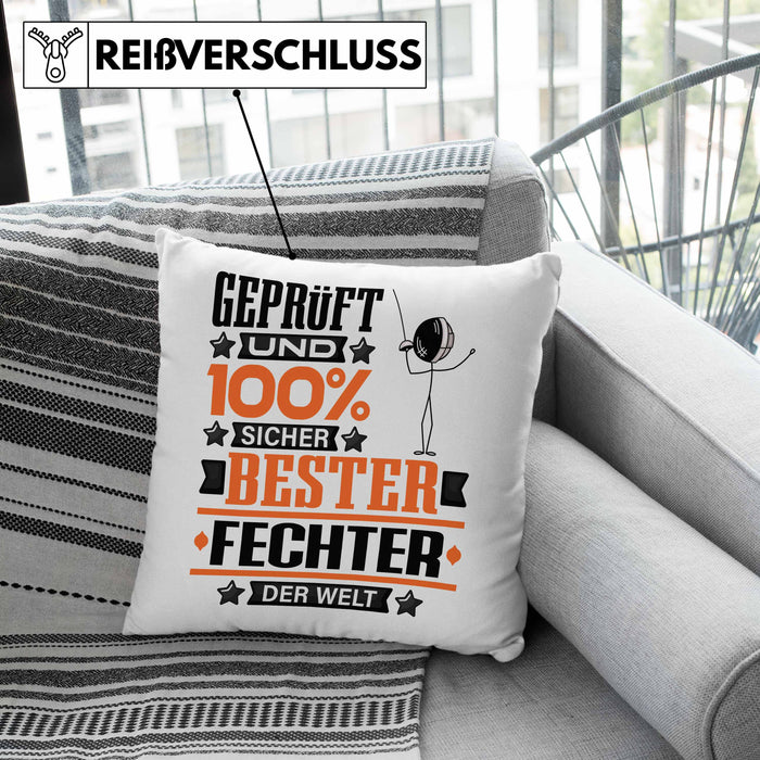 Fechter Geschenk Lustiger Spruch für Fechter Geschenkidee Bester Fechter Der WeltKissen mit Füllung 40x40 (Grau) Grün Trendation