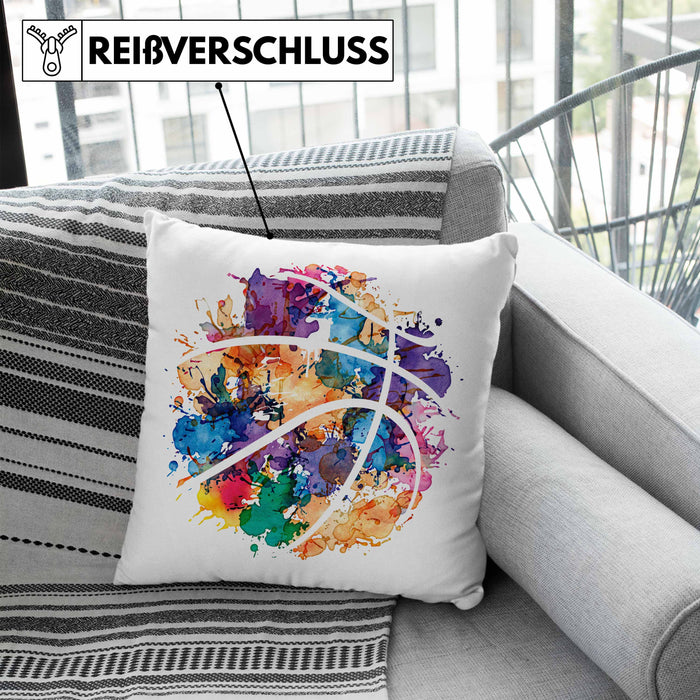 Basketball Kissen mit Füllung 40x40 Geschenk für Basketballspieler Basketball Trainer Coach (Grau) Blau Trendation