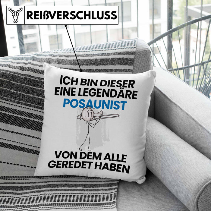 Posaunist Geschenk Kissen mit Füllung 40x40 Lustige Geschenkidee Geburtstag für Posaunist Ich Bin Dieser Legendäre Posaunist Von Dem Alle Geredet Haben (Grau) Grau Trendation