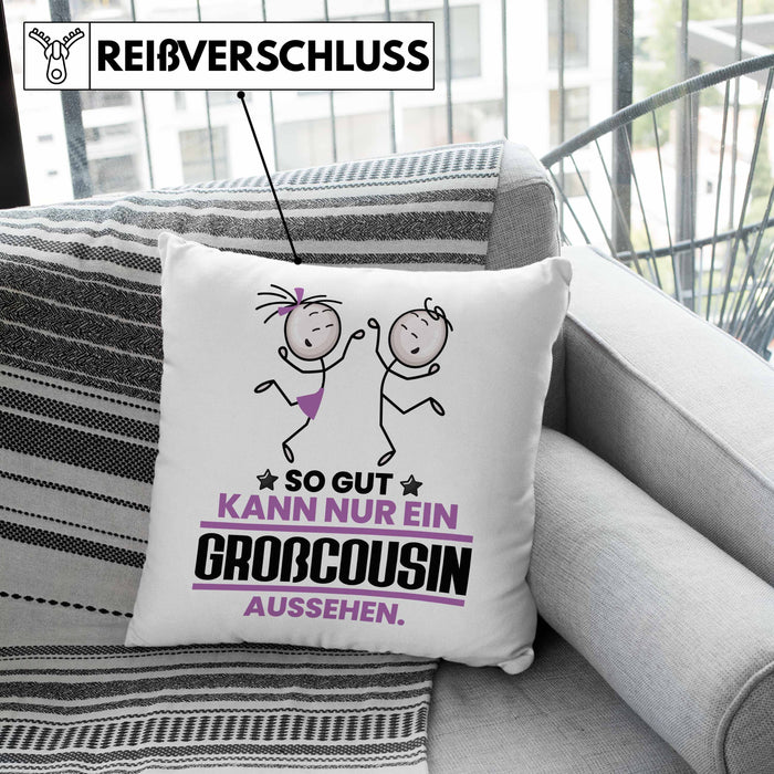 Großcousin Geschenk Kissen mit Füllung 40x40 So Gut Kann Nur Ein Großcousin Aussehen Geschenkidee (Grau) Grau Trendation