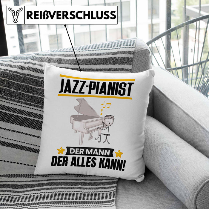 Jazz-Pianist Kissen mit Füllung 40x40 Geschenk für Jazz-Pianist Der Mann Der Alles Kann Geschenkidee zum Geburtstag (Grau) Blau Trendation