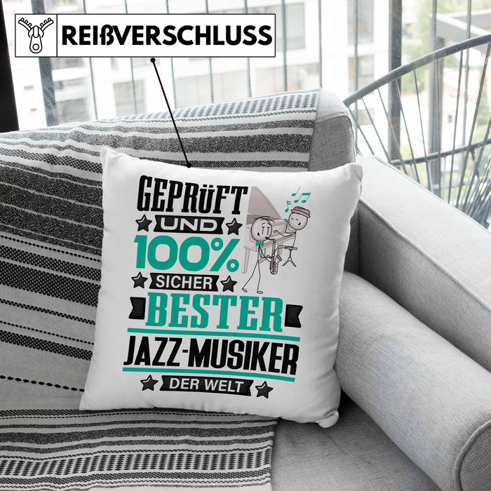 Jazz-Musiker Geschenk Lustiger Spruch für Jazz-Musiker Geschenkidee Bester Jazz-Musiker Der WeltKissen mit Füllung 40x40 (Grau) Grau Trendation
