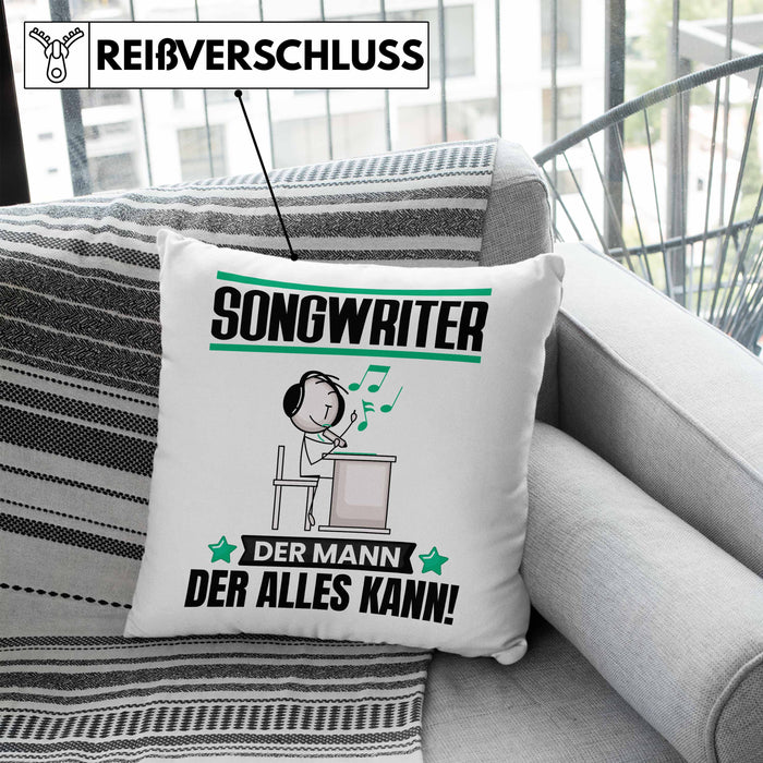 Songwriter Kissen mit Füllung 40x40 Geschenk für Songwriter Der Mann Der Alles Kann Geschenkidee zum Geburtstag (Grau) Blau Trendation