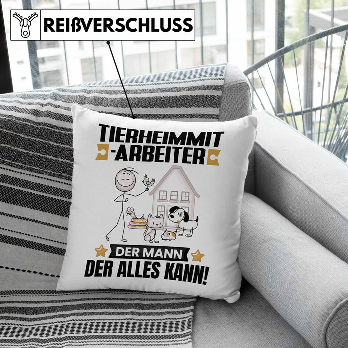 Tierheimmitarbeiter Kissen mit Füllung 40x40 Geschenk für Tierheimmitarbeiter Der Mann Der Alles Kann Geschenkidee zum Geburtstag (Grau) Rosa Trendation