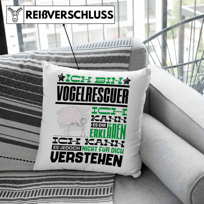 Vogelrescuer Geschenk Kaffee-Kissen mit Füllung 40x40 Geschenkidee für Vogelrescuer Ich Bin Vogelrescuer Ich Kann Es Dir Erklären Jedoch Nicht Für Dich Verstehen Spruch Lustig (Grau) Blau Trendation