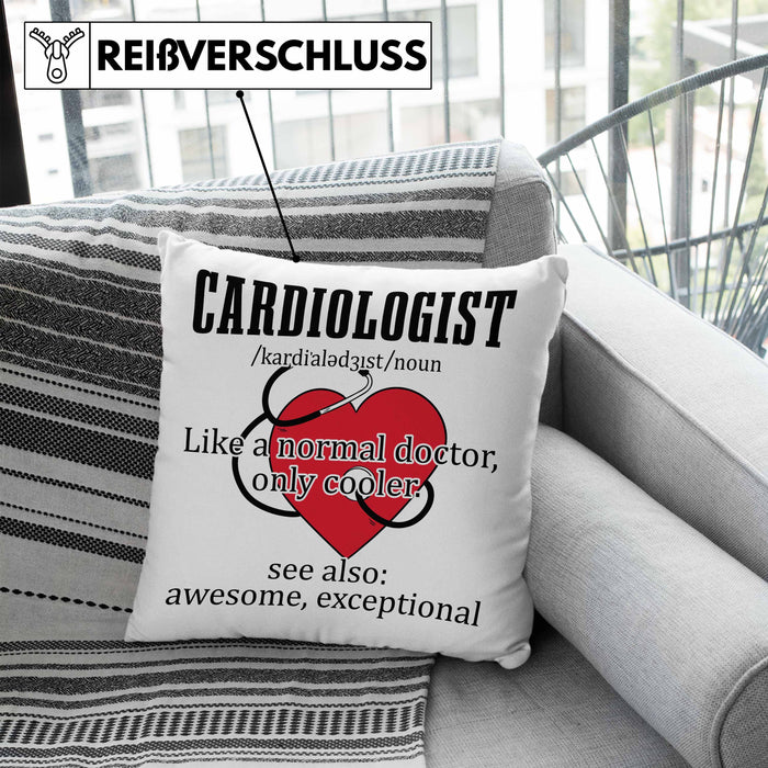 Kardiologe Geschenk Kissen mit Füllung 40x40 Cardiologist Definition Ekg Herz Kardiologie (Grau) Blau Trendation