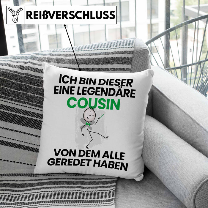 Cousin Geschenk Kissen mit Füllung 40x40 Lustige Geschenkidee Geburtstag für Cousin Ich Bin Dieser Legendäre Cousin Von Dem Alle Geredet Haben (Grau) Grau Trendation