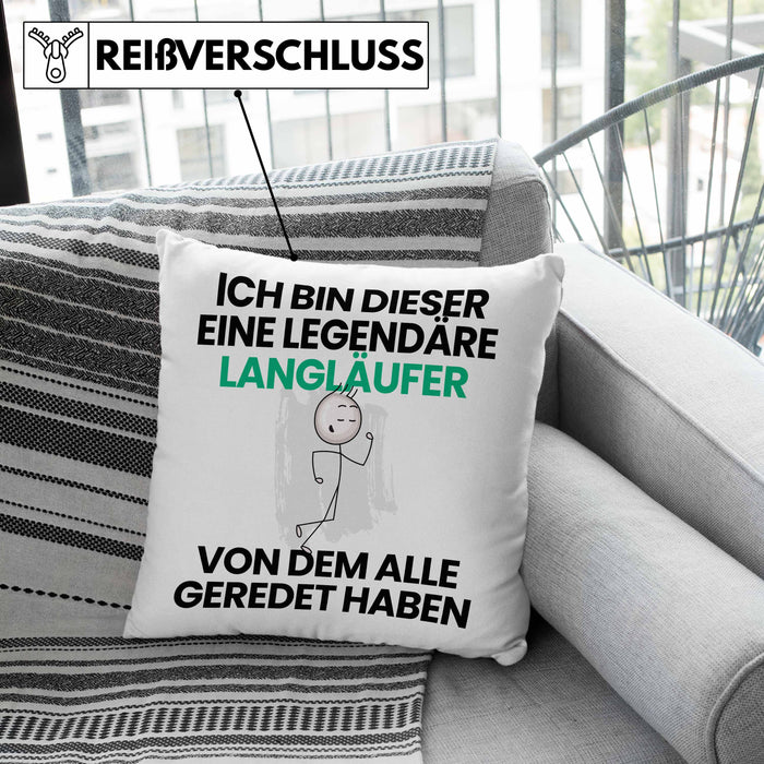 Langläufer Geschenk Kissen mit Füllung 40x40 Lustige Geschenkidee Geburtstag für Langläufer Ich Bin Dieser Legendäre Langläufer Von Dem Alle Geredet Haben (Grau) Grau Trendation