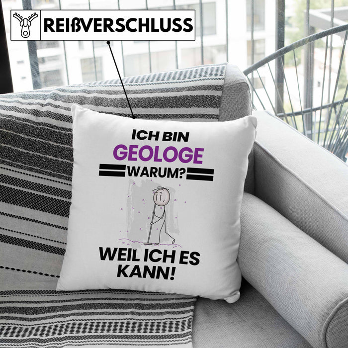 Geologe Geschenk Kissen mit Füllung 40x40 Lustiger Spruch Ich Bin Geologe Warum Weil Ich Es Kann Geschenkidee Bester Geologe Geburtstag (Grau) Grün Trendation