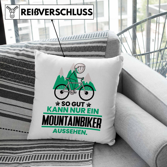 Mountainbiker Geschenk Kissen mit Füllung 40x40 So Gut Kann Nur Ein Mountainbiker Aussehen Geschenkidee (Grau) Grau Trendation