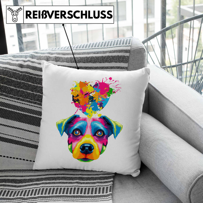 Jack Russell Herz Farbe Besitzer Kissen mit Füllung 40x40 Geschenk Lustiger Spruch Geschenkidee Jack Russell Liebhaber (Grau) Grün Trendation