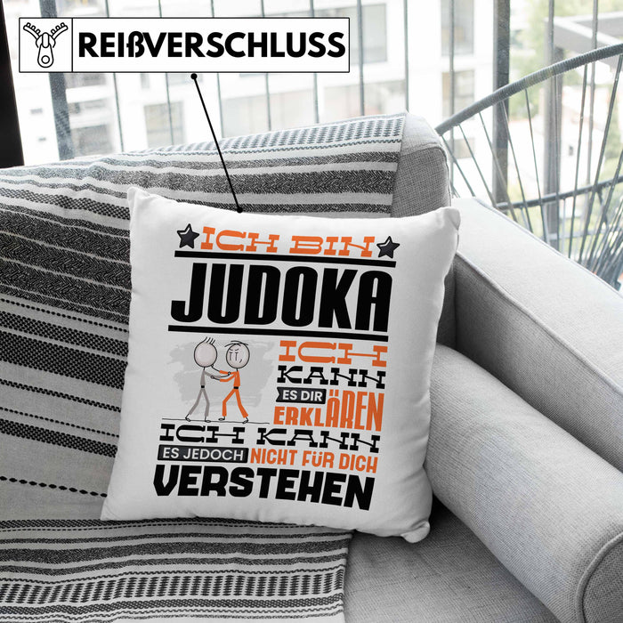 Judoka Geschenk Kaffee-Kissen mit Füllung 40x40 Geschenkidee für Judoka Ich Bin Judoka Ich Kann Es Dir Erklären Jedoch Nicht Für Dich Verstehen Spruch Lustig (Grau) Grün Trendation