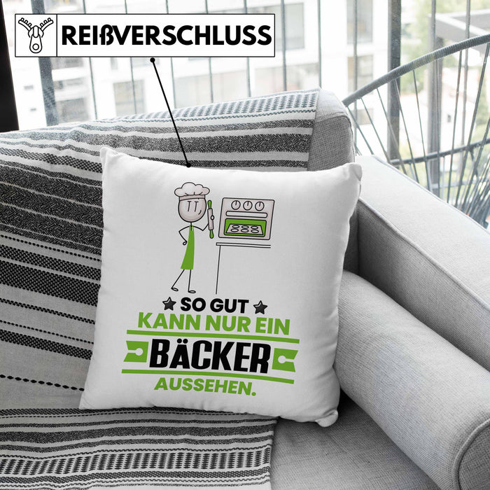 Bäcker Geschenk Kissen mit Füllung 40x40 So Gut Kann Nur Ein Bäcker Aussehen Geschenkidee (Grau) Rosa Trendation