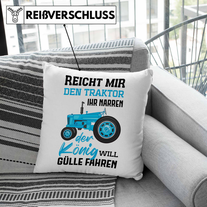 Landwirt Spruch Geschenk Kissen mit Füllung 40x40 Landwirtschaft Geschenke für Männer Traktor Spruch Gülle Fahren (Grau) Grau Trendation