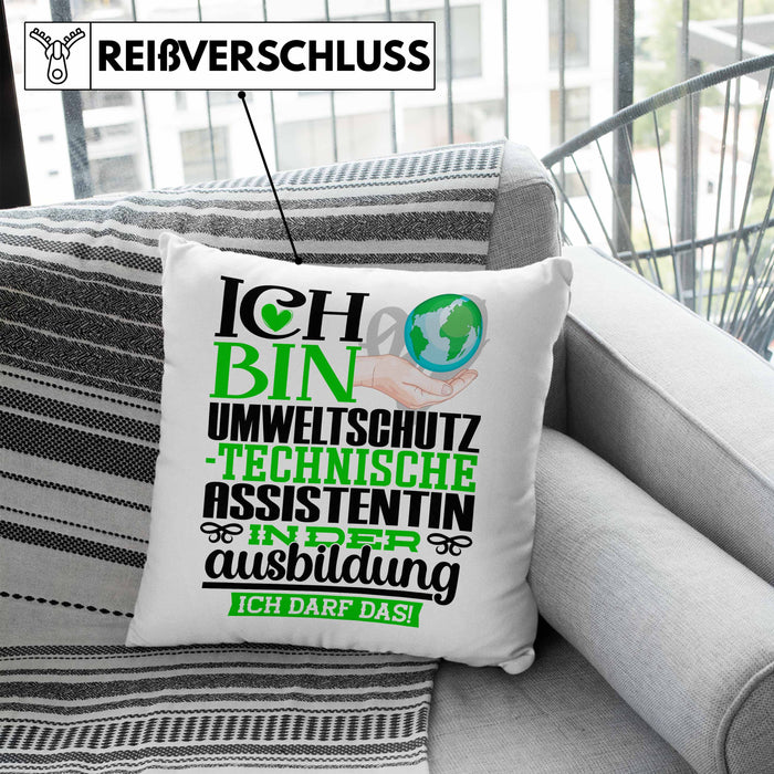Umweltschutztechnische Assistentin Ausbildung Start Geschenk Kissen mit Füllung 40x40 Ich Bin Umweltschutztechnische Assistentin In Der Ausbildung Ich Darf Das Geschenkidee (Grau) Blau Trendation