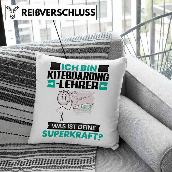 Kiteboarding-Lehrer Kissen mit Füllung 40x40 Geschenk für Kiteboarding-Lehrer Geburtstag Lustiger Spruch Was Ist Deine Superkraft (Grau) Grün Trendation