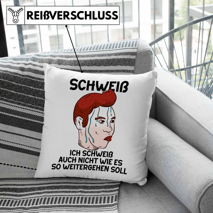Dank Meme Kissen mit Füllung 40x40 Schweiß Wortspiel Ich Schweiß Auch Nicht Wie Das Weitergehen Soll Geschenkidee Depressionen (Grau) Grün Trendation