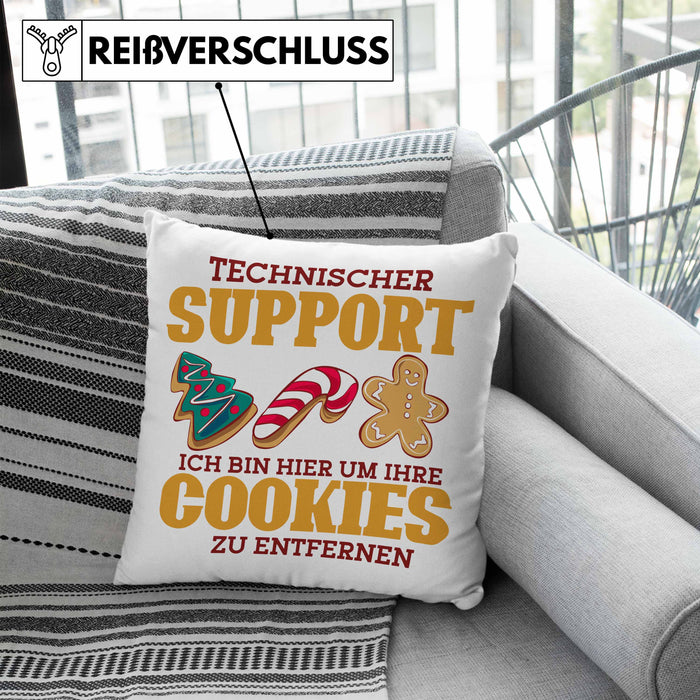 Lustige Kissen mit Füllung 40x40 Technischer Support "Ich bin hier, um Ihre Cookies zu entfernen" Geschenk für Tech-Enthusiasten (Grau) Blau Trendation