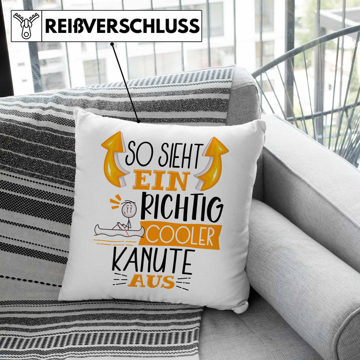 Kanute Kissen mit Füllung 40x40 Geschenk So Sieht Ein Richtig Cooler Kanute Aus Geschenkidee Spruch Lustig (Grau) Grau Trendation