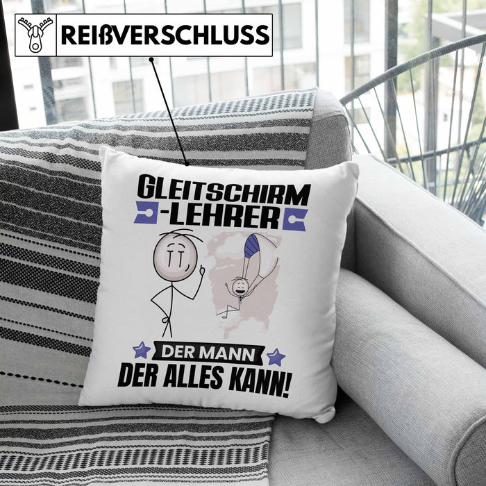 Gleitschirmlehrer Kissen mit Füllung 40x40 Geschenk für Gleitschirmlehrer Der Mann Der Alles Kann Geschenkidee zum Geburtstag (Grau) Grün Trendation