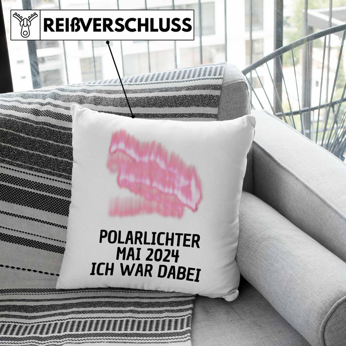 Polarlichter 2024 Kissen mit Füllung 40x40 Geschenk Ich War Dabei Polar-Lichter Polarlicht Heute Nochmal Polarlichter Kaffee-Kissen mit Füllung 40x40 (Grau) Grau Trendation