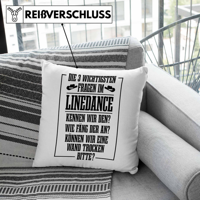 Linedance Geschenke Kissen mit Füllung 40x40 Geschenkidee Spruch Line Dance Frauen Sprüche Können Wir eine Wand Trocken (Grau) Grün Trendation