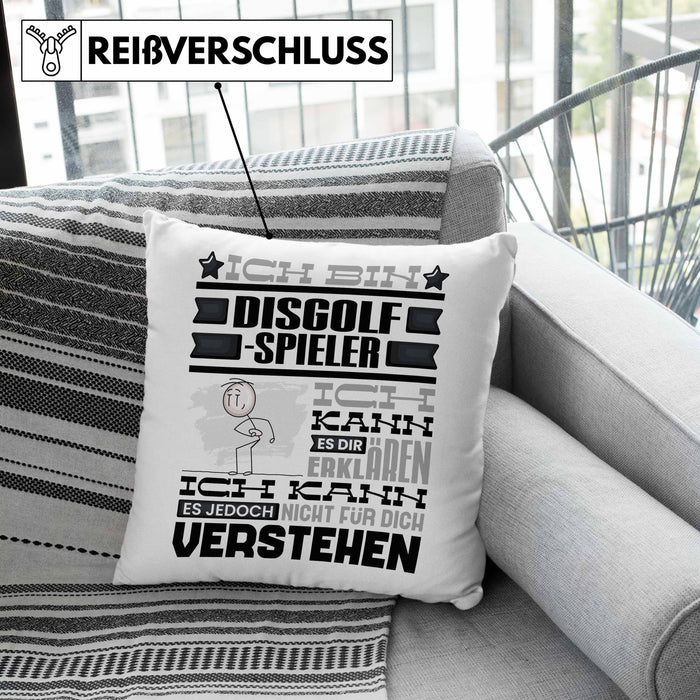 Discgolf-Spieler Geschenk Kaffee-Kissen mit Füllung 40x40 Geschenkidee für Discgolf-Spieler Ich Bin Discgolf-Spieler Ich Kann Es Dir Erklären Jedoch Nicht Für Dich Verstehen Spruch Lustig (Grau) Grün Trendation