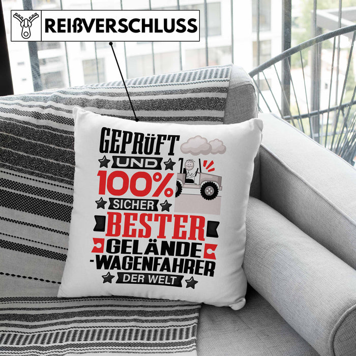 Geländewagenfahrer Geschenk Lustiger Spruch für Geländewagenfahrer Geschenkidee Bester Geländewagenfahrer Der WeltKissen mit Füllung 40x40 (Grau) Grau Trendation