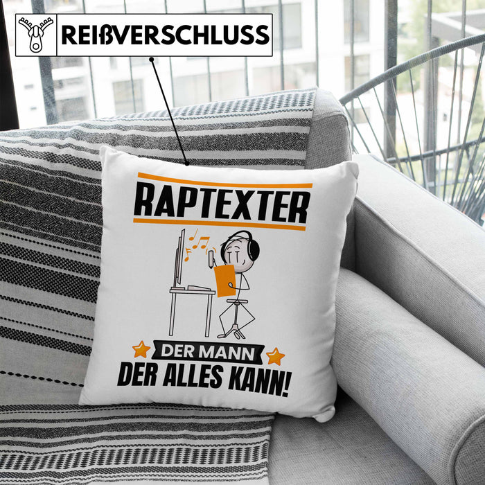 Raptexter Kissen mit Füllung 40x40 Geschenk für Raptexter Der Mann Der Alles Kann Geschenkidee zum Geburtstag (Grau) Blau Trendation