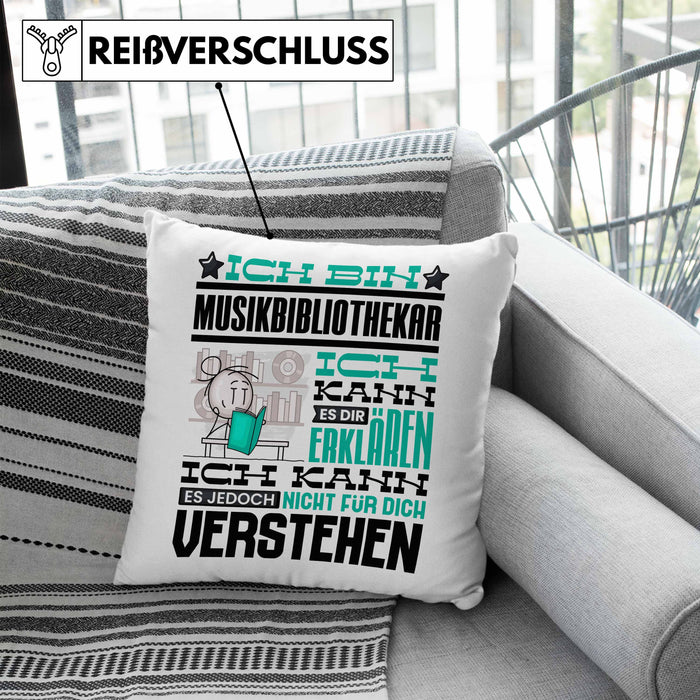 Musikbibliothekar Geschenk Kissen mit Füllung 40x40 Lustige Geschenkdiee für einen Musikbibliothekar Geburtstag Ich Bin Musikbibliothekar Ich Kann Es Dir Erklären Aber Nicht Für Dich Verstehen (Grau) Blau Trendation