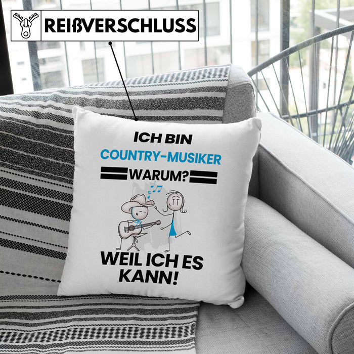 Country-Musiker Geschenk Kissen mit Füllung 40x40 Lustiger Spruch Ich Bin Country-Musiker Warum Weil Ich Es Kann Geschenkidee Bester Country-Musiker Geburtstag (Grau) Rosa Trendation